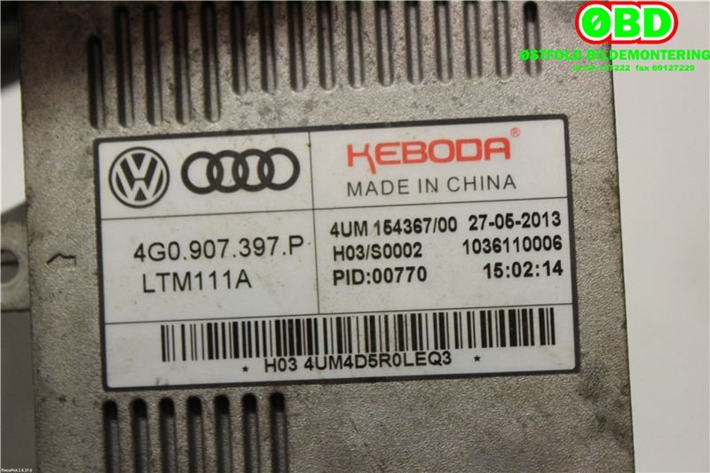 Styreenhet xenon/ballast til Audi A3 2012-2016 (Type III, Fase 1) (4G0 907 397 P|4G0 907 397 R|4G0907397P)