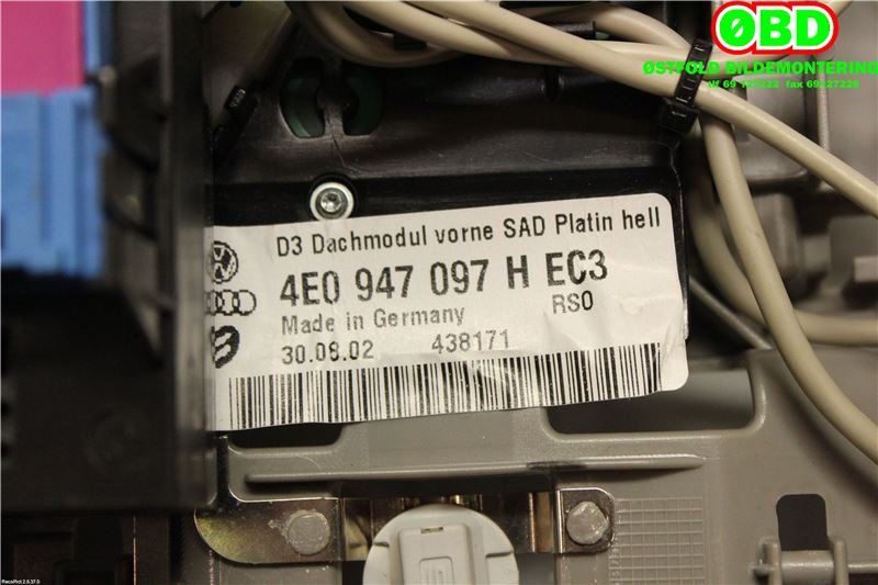 Taklyspanel til Audi A8 2003-2010 (Type II)  (|4E0947097H)
