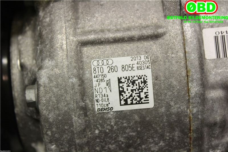 Aircondition kompressor til Audi A4, Allroad 2009-2016 (Type I) (B8) (B8) (AUDI|8T0 260 805 E|8T0 260 805 N|8T0260805E)