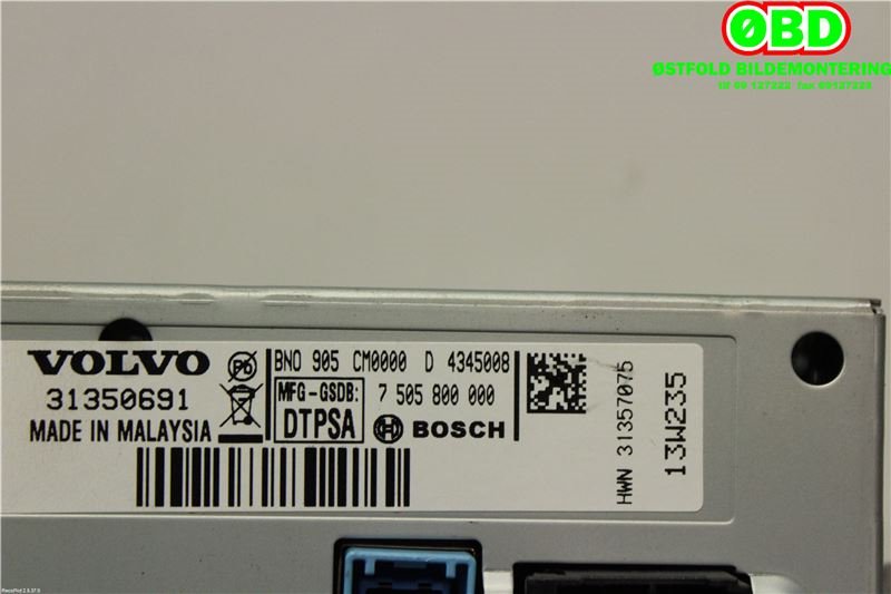 Instrument kjørecomputer til Volvo V60/V60 CC 2013-2018 (Type I, Fase 2)  (VOLVO|36050609||31350691)