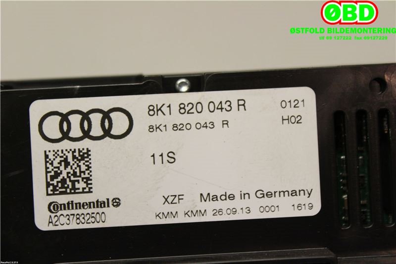 Varmeapparat betjening til Audi A4, Allroad 2009-2016 (Type I) (B8) (B8) (AUDI|8K1 820 043 AG||8K1820043R)