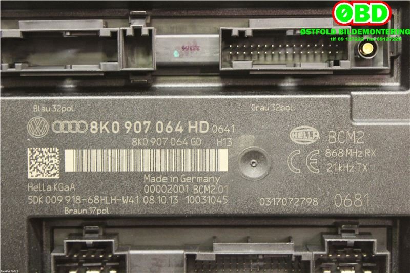 Styreenhet comfort (BCM) til Audi A4, Allroad 2009-2016 (Type I) (B8) (B8) (AUDI|8K0 907 064 HJ|8K0 907 064 KJ|8K0907064HD)