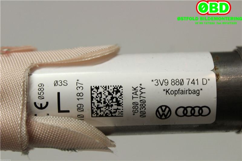 Airbag gardin venstre til Škoda Superb 2015-->> (Type III) (SKODA|3V9 880 741 D||3V9880741D)