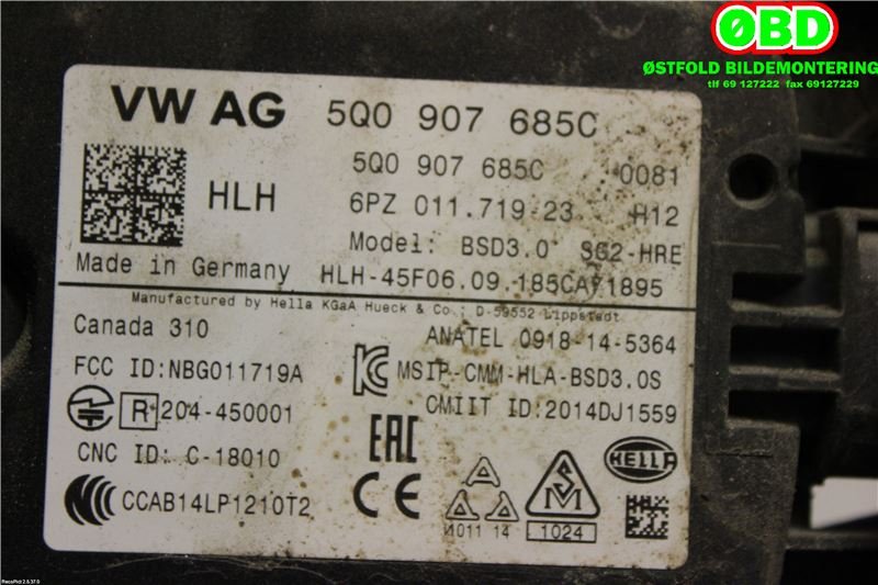 Sensor radar til Škoda Superb 2015-->> (Type III)  (SKODA|5Q0 907 685 C||5Q0907685C)