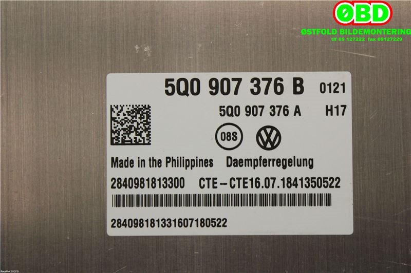 Styreenhet nivå/luftfjæring til Škoda Superb 2015-->> (Type III)  (SKODA|5Q0 907 376 B||5Q0907376B)