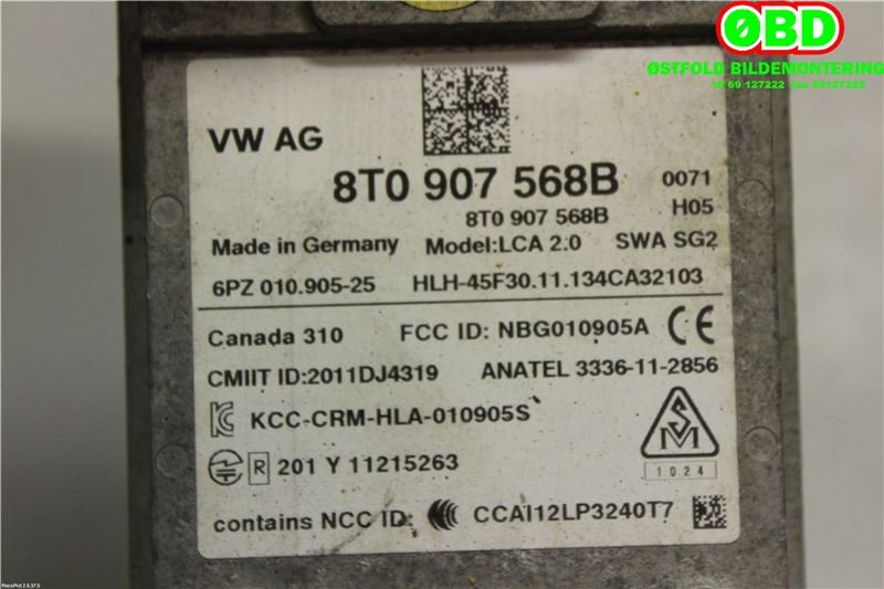 Sensor diverse til Audi A4, Allroad 2009-2016 (Type I) (B8) (B8) (AUDI|8T0 907 568 B||8T0907568B)