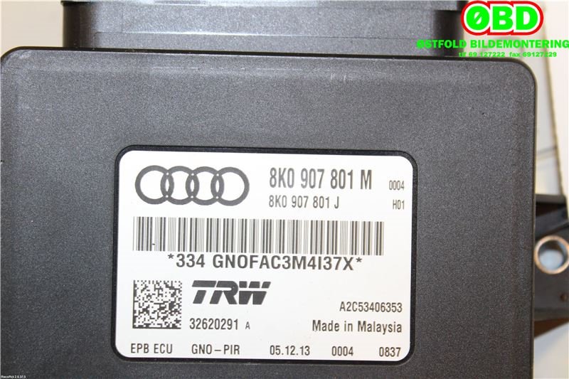 Styreenhet elektrisk parkbrems (EPB - Electric Parking Brake) til Audi A4, Allroad 2009-2016 (Type I) (B8) (B8) (AUDI|8K0 907 801 M|8K0 907 801 P|8K0907801M)