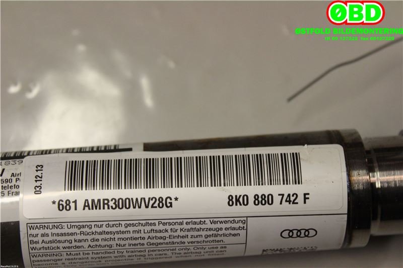 Airbag gardin høyre til Audi A4, Allroad 2009-2016 (Type I) (B8) (B8) (AUDI|8K0 880 742 F||8K0880742F)