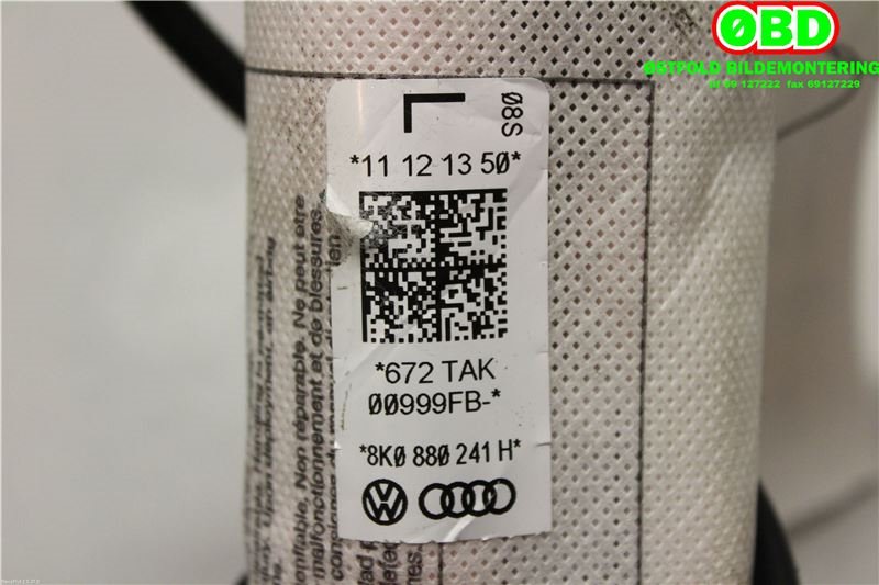 Airbag sidepute venstre til Audi A4, Allroad 2009-2016 (Type I) (B8) (B8) (AUDI|8K0880241H|8K0880241J)