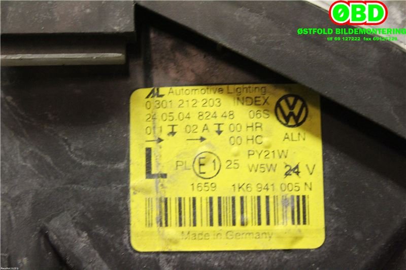 Frontlykt venstre halogen til VW Golf V, Combi 2003-2008 (VOLKSWAGEN|1K6 941 005 C|1K6 941 029 C|1K6941005N)
