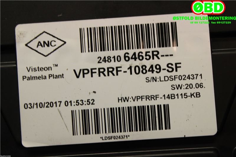 Instrumentpanel til Renault Trafic 2014-->>  (RENAULT||248106465R)