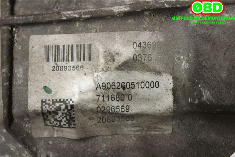 Girkasse manuell 6-trinn til Mercedes Sprinter 2006-2013 (Fase 1) (906) (906) (MERCEDES|A 906 260 51 00|711680|9062605100)