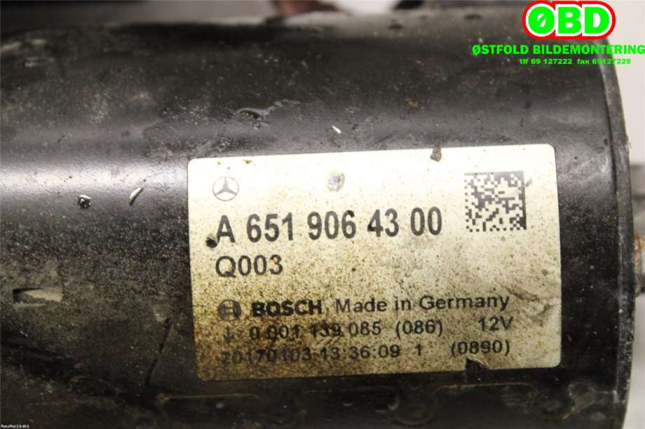 Starter diesel til Mercedes Vito 2014-->> (W447) (W447) (MERCEDES|A 651 906 43 00|A 651 906 28 00|6519064300)