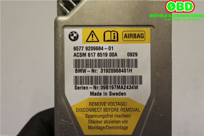 Airbag elektronikk til BMW 5-Serie 2010-2017 (F10/F11) (F10/F11) (BMW|65779266328||65779209684)