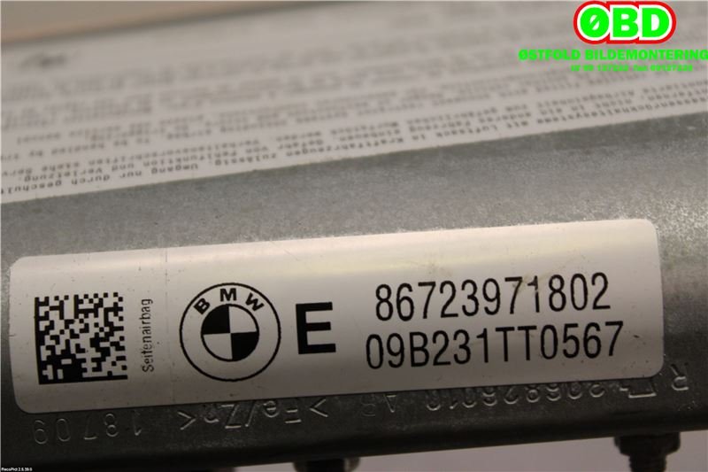 Airbag sidepute høyre til BMW 5-Serie 2010-2017 (F10/F11) (F10/F11) (BMW|72127949990|86723971802|)