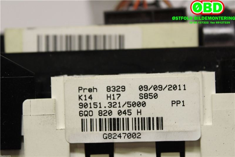 Varmeapparat betjening til VW Polo 2005-2009 (Type IV, Fase 2) (VOLKSWAGEN|6Q0 820 045 H||6Q0820045H)