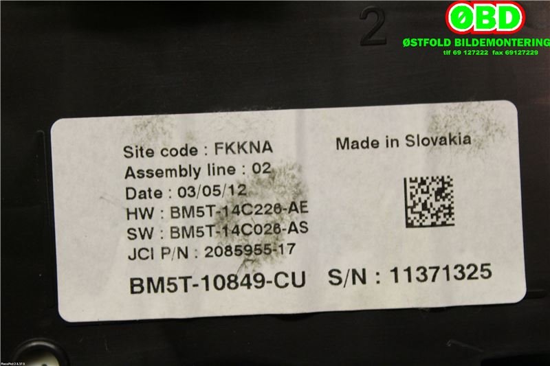 Instrumentpanel til Ford C-Max 2010-2015 (Type II, Fase 1)  (FORD|5580301||BM5T10849CU)