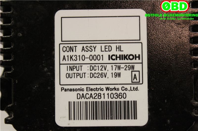 Styreenhet xenon/ballast til Nissan Leaf 2011-2017 (Type I)  (NISSAN|260558990A|A1K3100001)