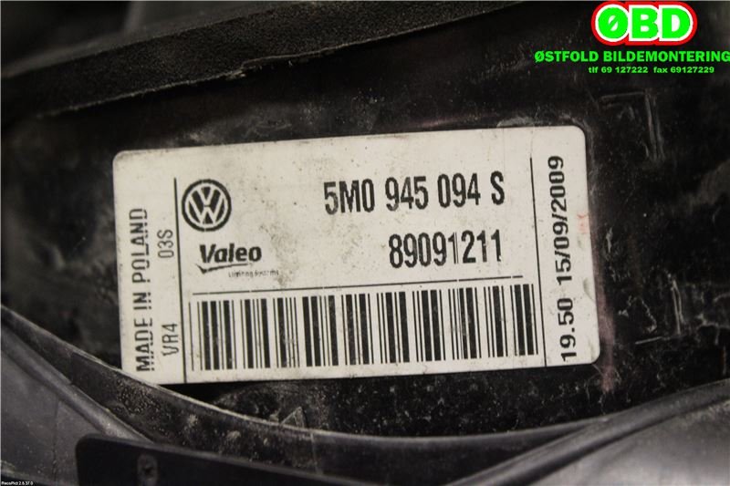 Baklykt høyre indre til VW Golf, Plus/Cross 2009-2013 (Fase 2)  (VOLKSWAGEN|5M0 945 094 S||5M0945094S)
