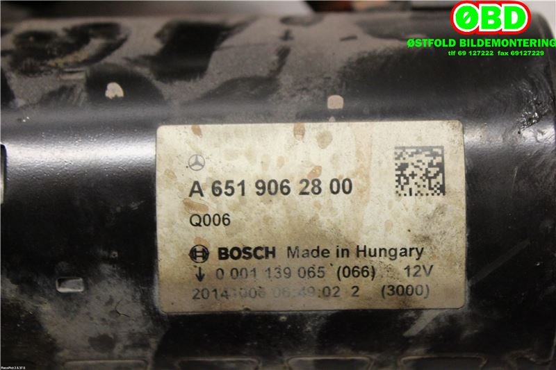 Starter diesel til Mercedes CLS 2011-2017 (C218) (C218) (MERCEDES|A 651 906 48 00||6519062800)