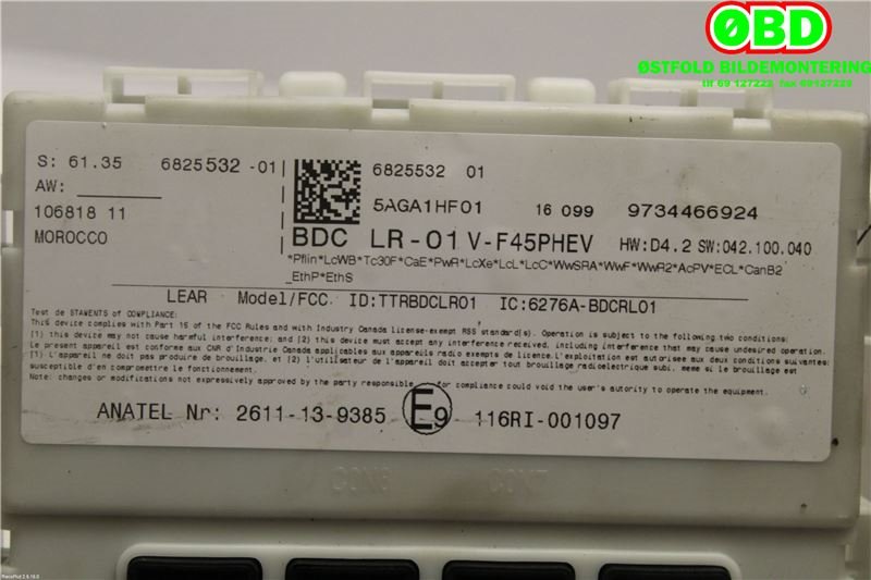Sikringsboks til BMW 2-Serie 2014-2021 (F22/F23) (F22/F23) (BMW 2 serie|61 35 5 A0B B61||61356825532)
