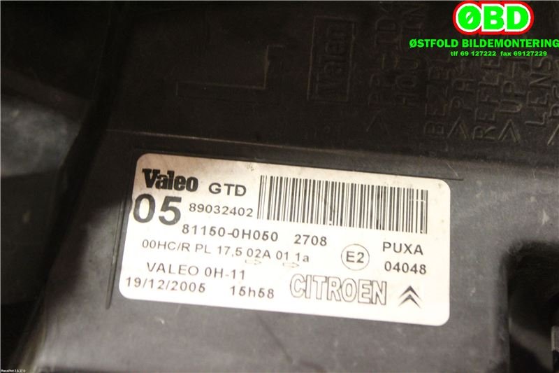 Frontlykt venstre halogen til Citroën C1 2006-2014 (Type I)  (CITROEN|6208 72||811500H050)