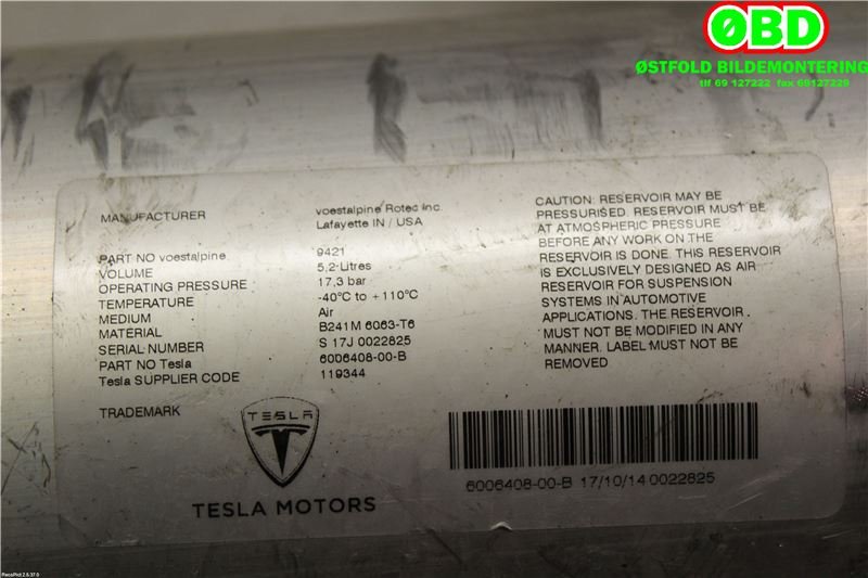 Kompressor nivå/luft til Tesla Model S 2016-2021 (Fase 2)  (TESLA|600640800B|)