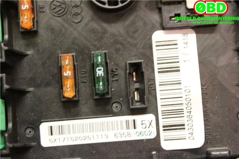 Sikringsboks til Audi Q3 2011-2014 (Type I, Fase 1)  (AUDI|3C0 937 125 A|)