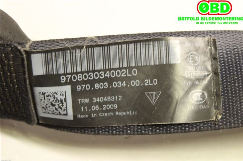 Airbag beltestrammer til Porsche Panamera 2009-2017 (Type I) (970) (970) (PORSCHE PANAMERA 4S|970 803 034 00||97080303400)