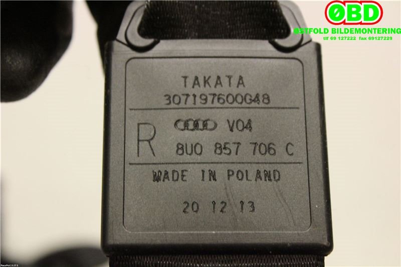 Airbag beltestrammer til Audi Q3 2011-2014 (Type I, Fase 1) (AUDI|8U0857706C|)