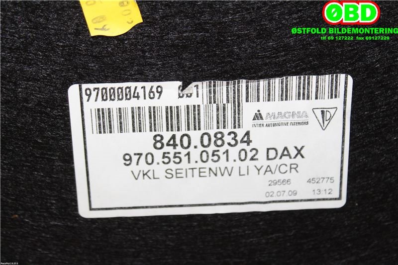 Bagasjerom teppe/gulvplate til Porsche Panamera 2009-2017 (Type I) (970) (970) (PORSCHE PANAMERA 4S|970 551 051 02||97055105102)