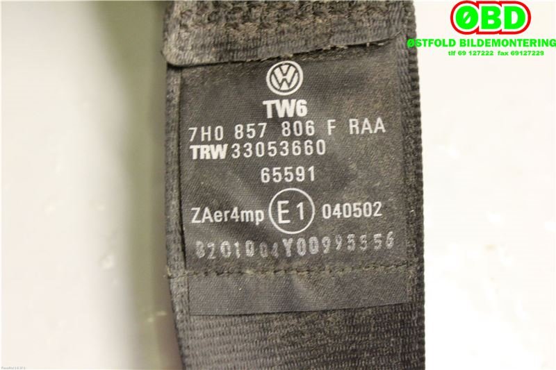 Airbag beltestrammer til VW Transporter / Caravelle 2003-2009 (Fase 1) (T5) (T5) (VOLKSWAGEN|7H0 857 806 E||7H0857806F)