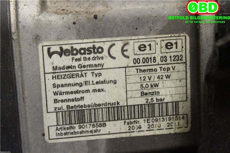 Bensinvarmer til Škoda Superb 2008-2015 (Type II)  (SKODA|1K0 815 007 BR|)