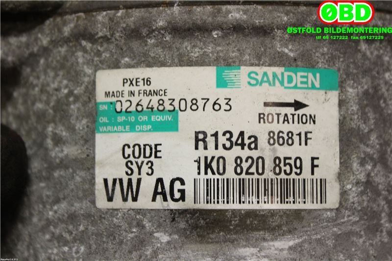Aircondition kompressor til Audi A3 2003-2008 (Type II, Fase 1)  (AUDI|1K0820808B||1K0820859F)