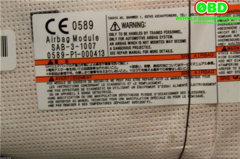 Airbag sidepute venstre til Nissan Leaf 2011-2017 (Type I)  (NISSAN|985H13NL0A|)