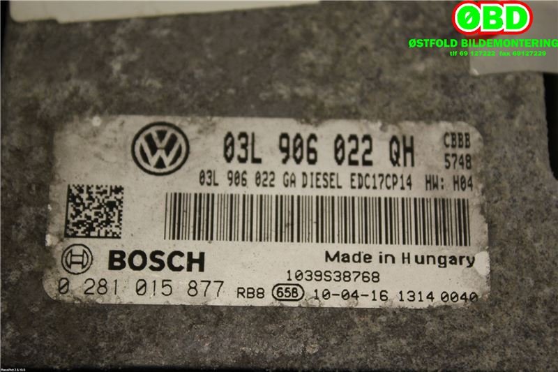 Styreenhet motor til Škoda Superb 2008-2015 (Type II) (SKODA|03L 906 022 QH|0281015877|03L906022QH)