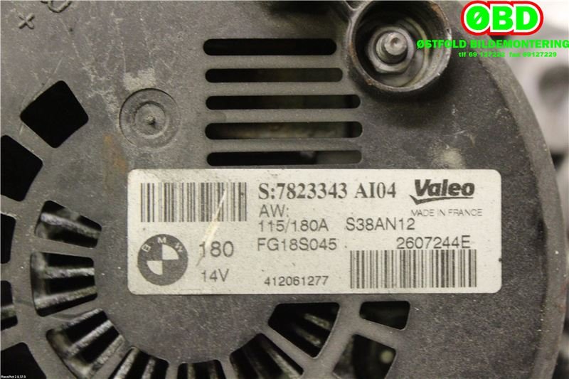 Dynamo til BMW 3-Serie 2012-2018 (F30/F31/F34) (F30/F31/F34) (BMW|12 31 7 823 344||7823343)