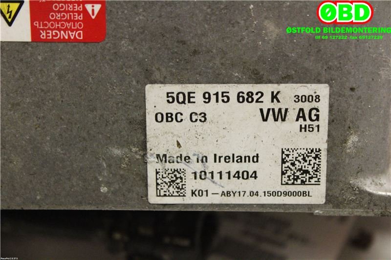 Batterilader (OBC - On Board Charger) til Audi A3 2012-2016 (Type III, Fase 1) (AUDI|5QE 915 682 K|5QE 915 682 AA|5QE915682K)
