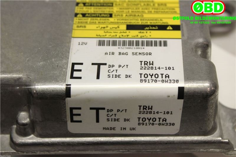 Airbag elektronikk til Toyota Auris 2010-2012 (Type I, Fase 2) (TOYOTA|891700W330|)