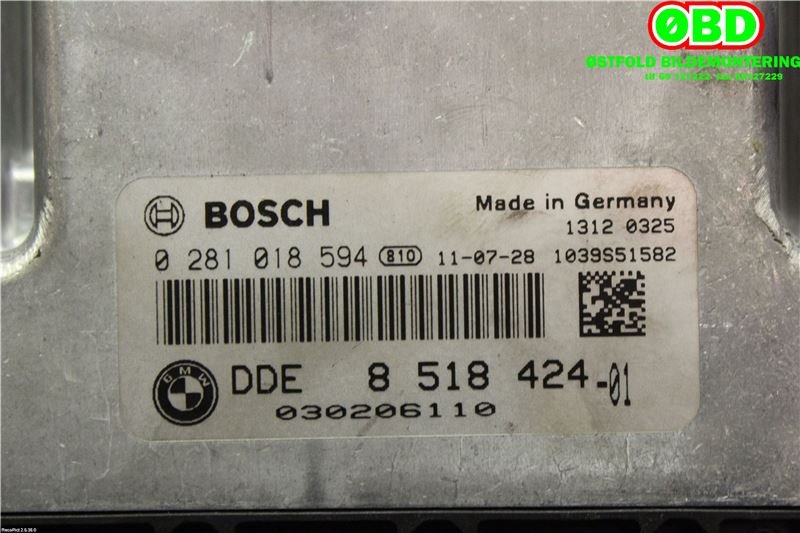 Styreenhet motor til BMW 1-Serie 2011-2015 (Fase 1) (F20/F21) (F20/F21) (BMW|13 61 8 576 341|0281018594|8518424)