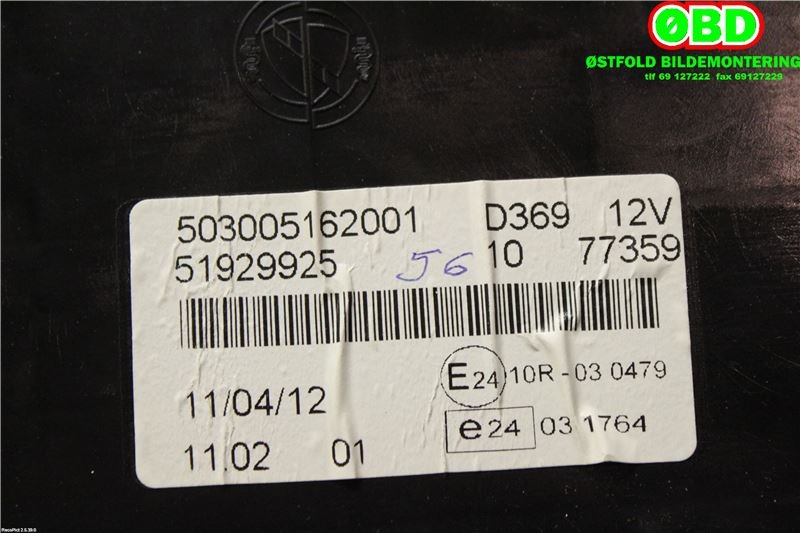 Instrumentpanel til Opel Combo D 2012-2018  (OPEL|95514501|1257427|51929925)