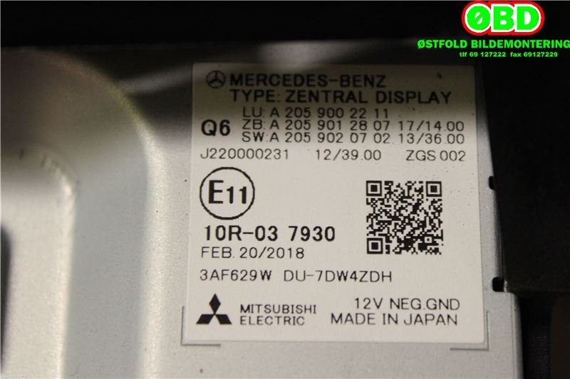 Instrument kjørecomputer til Mercedes Vito 2014-->> (W447) (W447) (MERCEDES|A 205 900 22 11||2059002211)