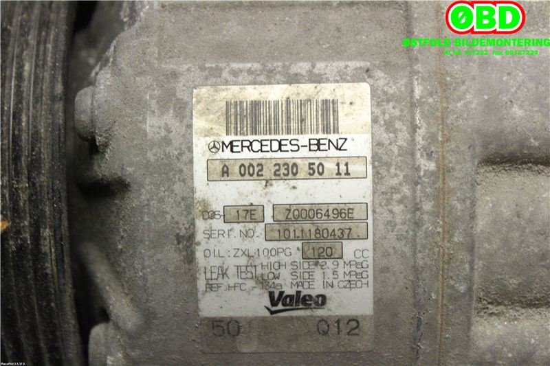 Aircondition kompressor til Mercedes E-Klasse, Coupe/Cab 2009-2013 (Fase 1) (C207) (C207) (MERCEDES|A 002 230 50 11|A 000 830 25 00|0022305011)