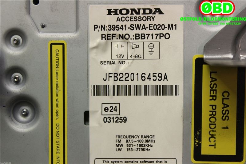 Bilstereo navigasjon til Honda CR-V 2007-2012 (Type III)  (HONDA|39540SWAE01||39541SWAE02)