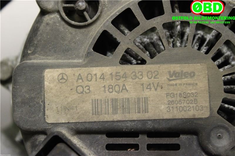 Dynamo til Mercedes E-Klasse 2009-2013 (Fase 1) (W212) (W212) (MERCEDES-BENZ E 350|A 014 154 33 02||0141543302)