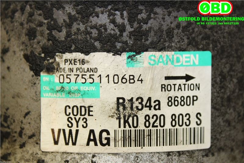 Aircondition kompressor til VW Passat 2005-2010 (B6) (B6) (VOLKSWAGEN|1K0 820 859 F|1K0 820 808 FX|1K0820803S)