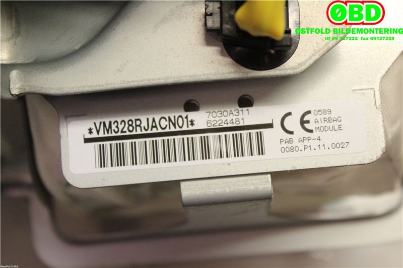 Airbag passasjer til Mitsubishi Outlander 2012-2015 (Type III, Fase 1) (MITSUBISHI|7030A311|)