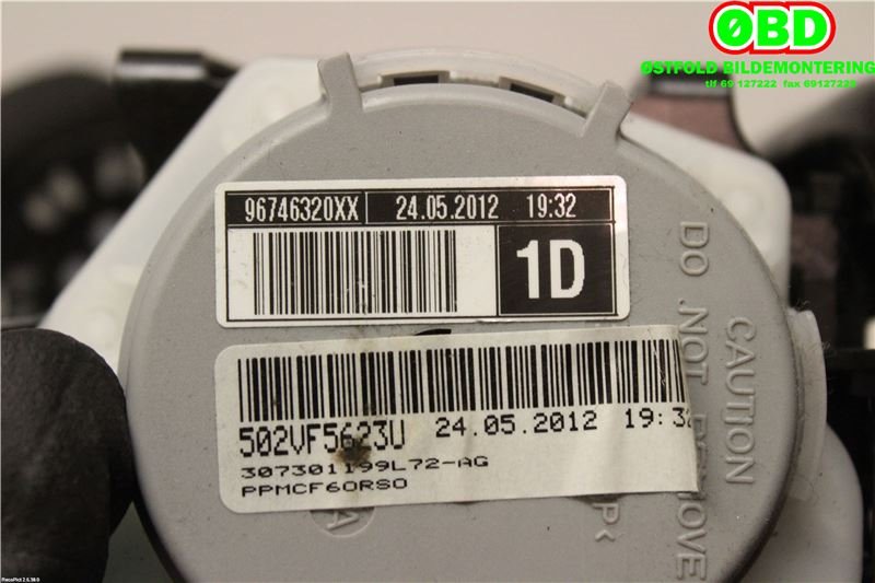 Airbag beltestrammer til Peugeot Partner 2008-2015 (Type II, Fase 1) (PEUGEOT|8976R1||96746320XX)