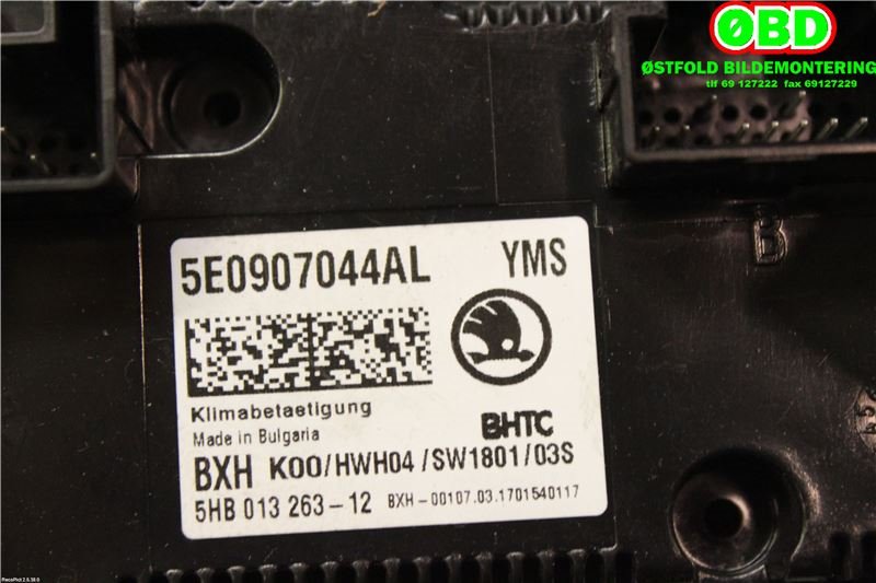 Varmeapparat betjening til Škoda Octavia 2017-2020 (Type III, Fase 2)  (SKODA|5E0 907 044 AL||5E0907044AL)