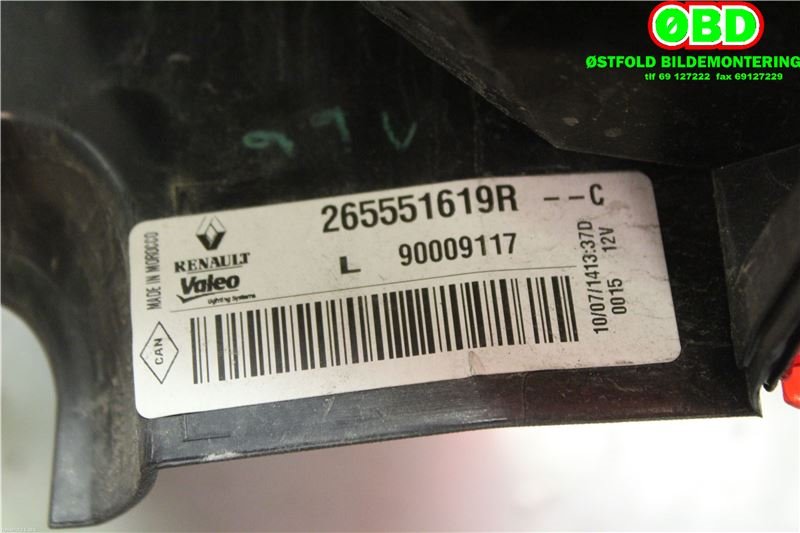 Baklykt venstre til Dacia Dokker 2012-->>  (DACIA|265551619R|)